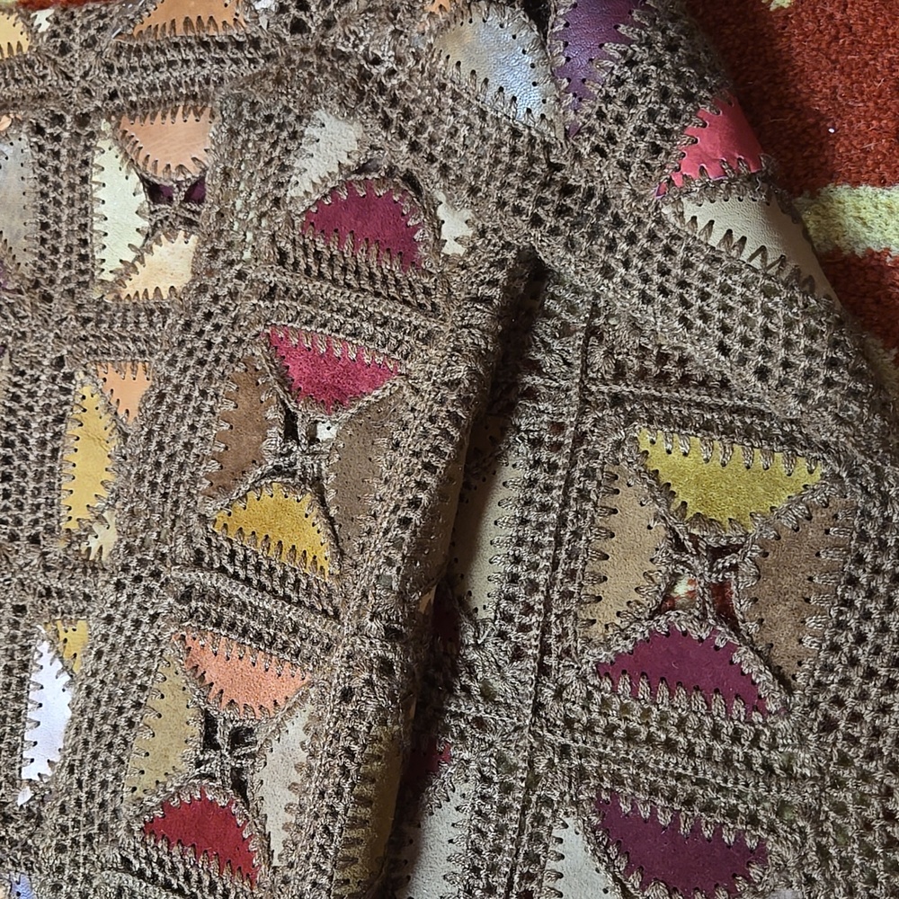 Multicolor Crochet & Leather Patchwork Skirt - image 6